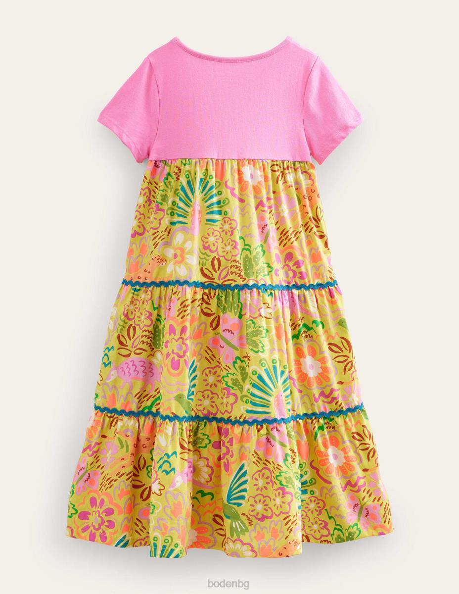 облекло Boden макси рокля с лого цариградско грозде флорални животни момичета LL682905