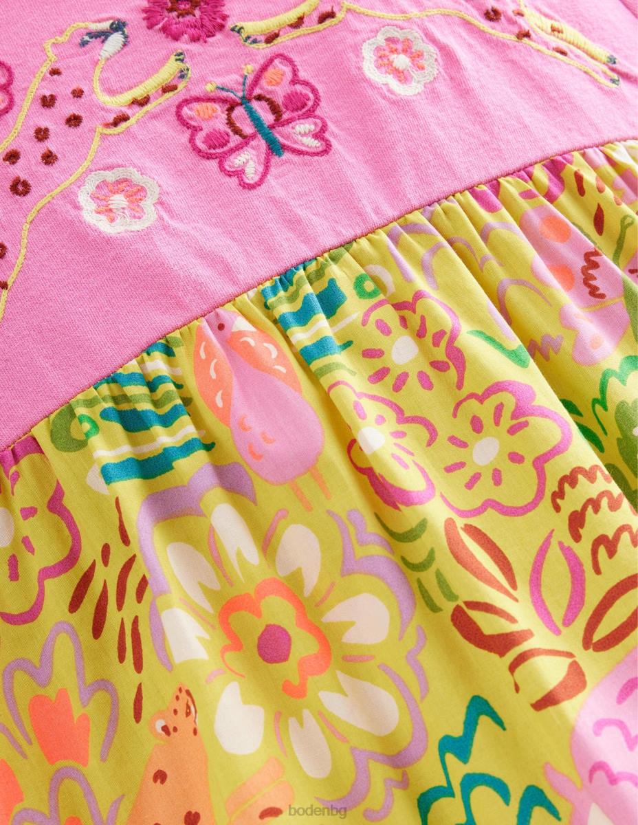 облекло Boden макси рокля с лого цариградско грозде флорални животни момичета LL682905