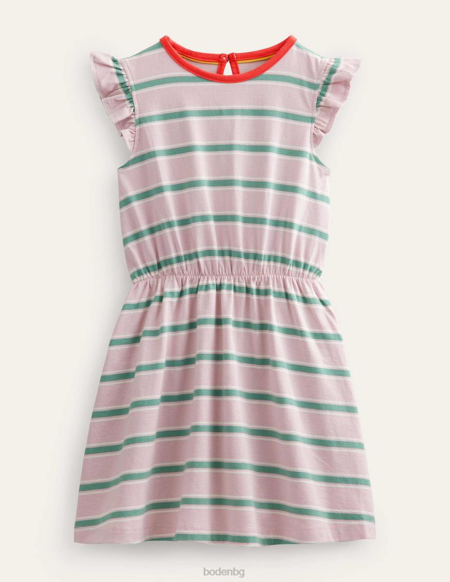 облекло Boden рокля от трико с волани френско розово/сарит зелено момичета LL682918