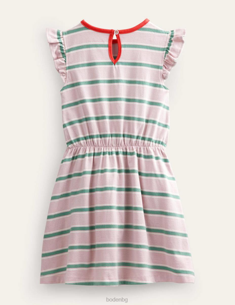 облекло Boden рокля от трико с волани френско розово/сарит зелено момичета LL682918