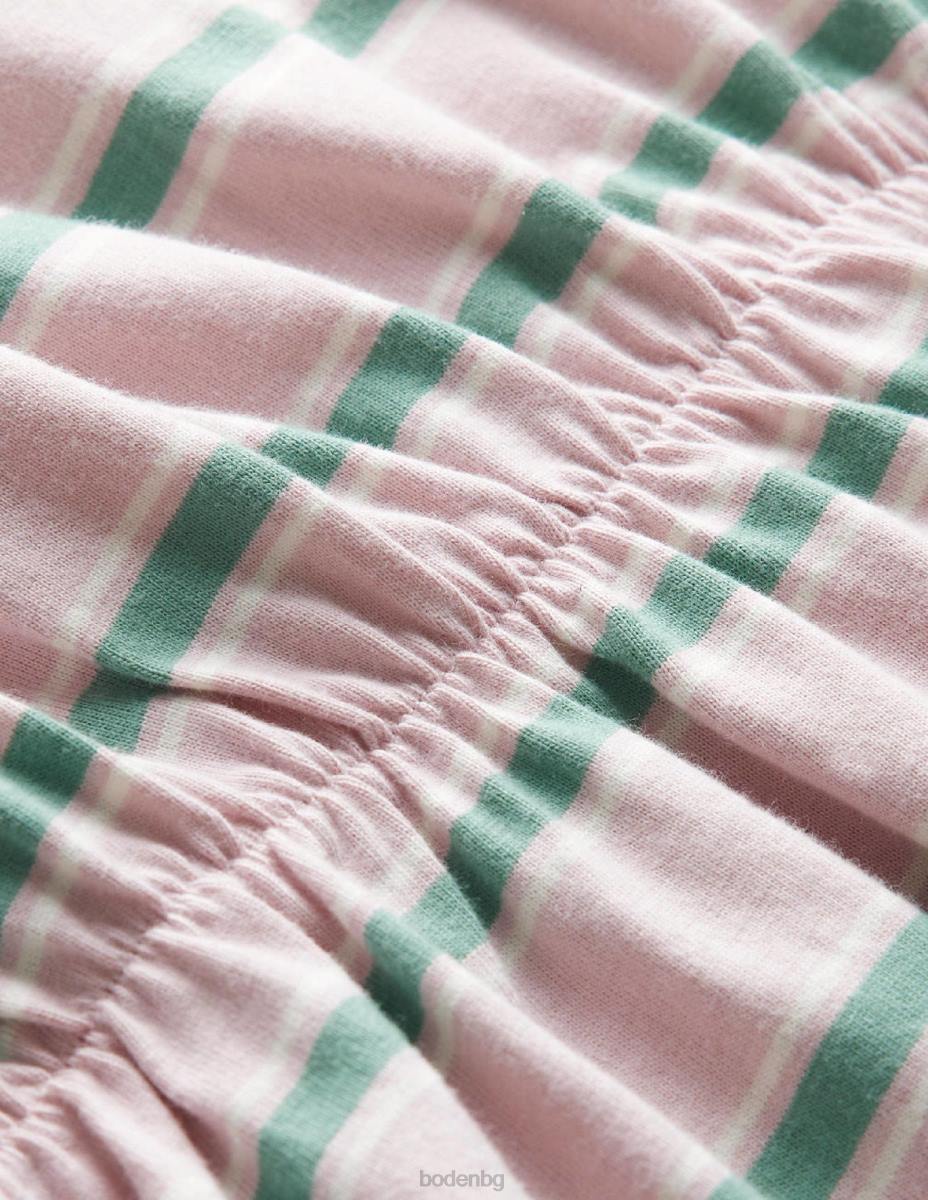 облекло Boden рокля от трико с волани френско розово/сарит зелено момичета LL682918