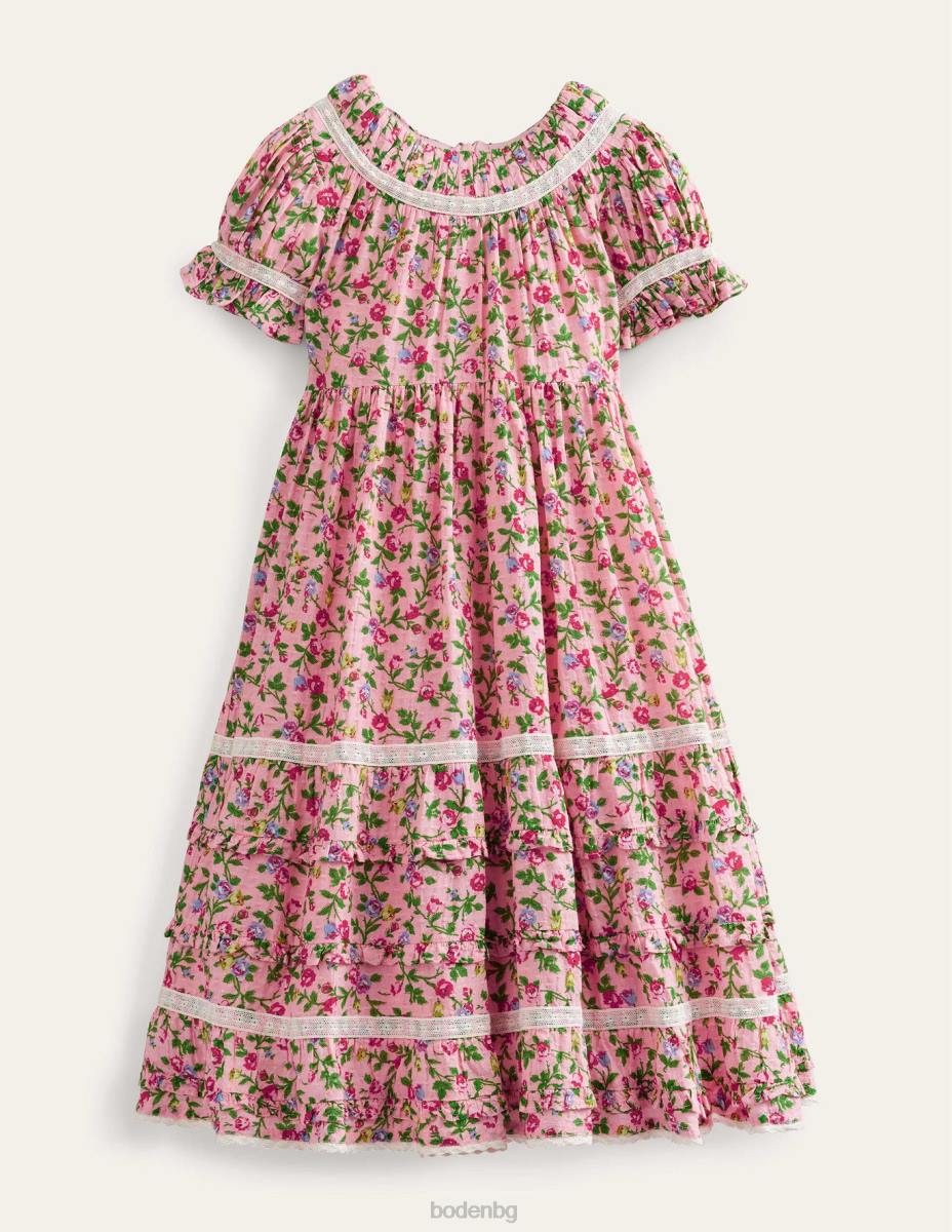 облекло Boden парти рокля с щампована дантела розово розово момичета LL682925