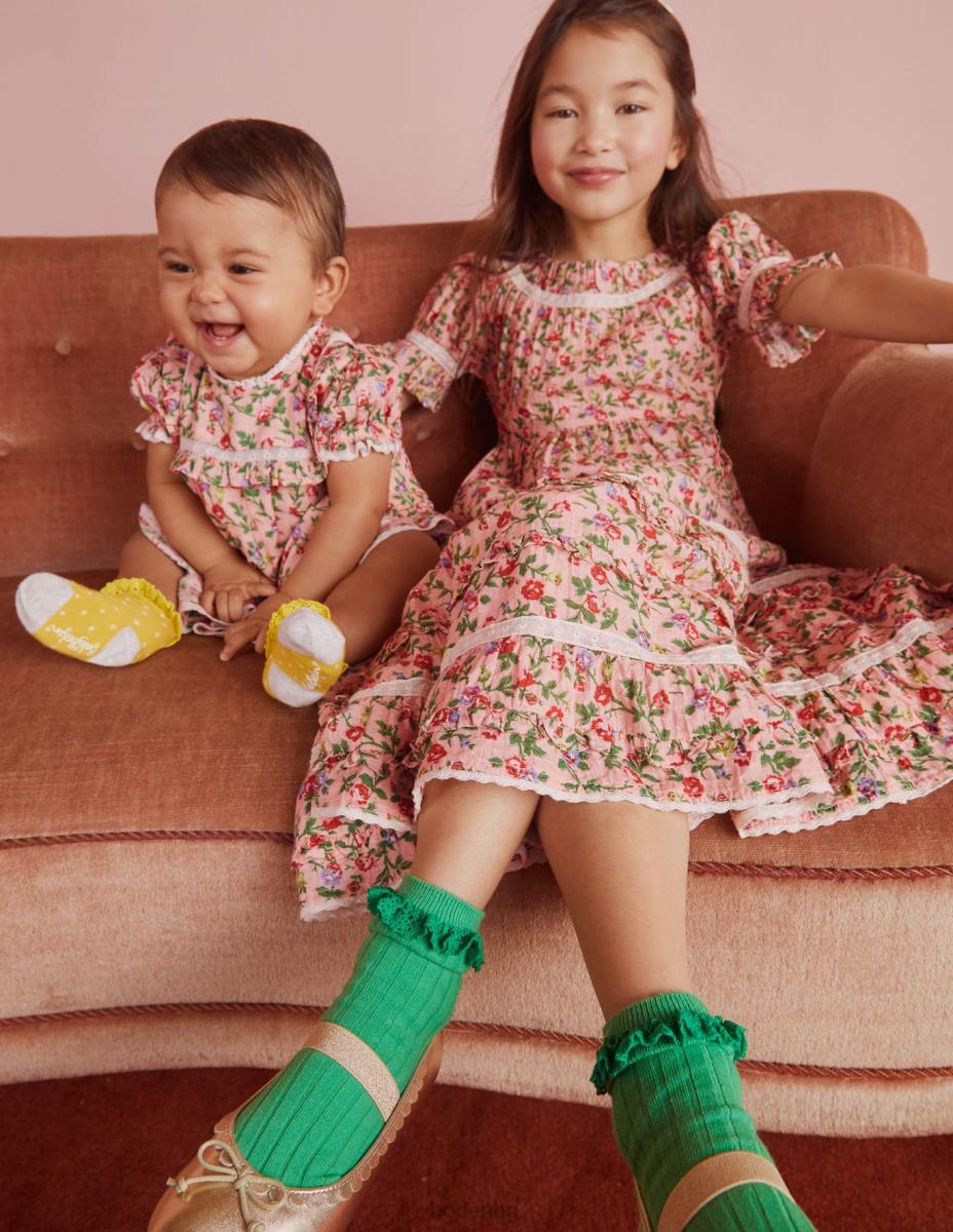 облекло Boden парти рокля с щампована дантела розово розово момичета LL682925