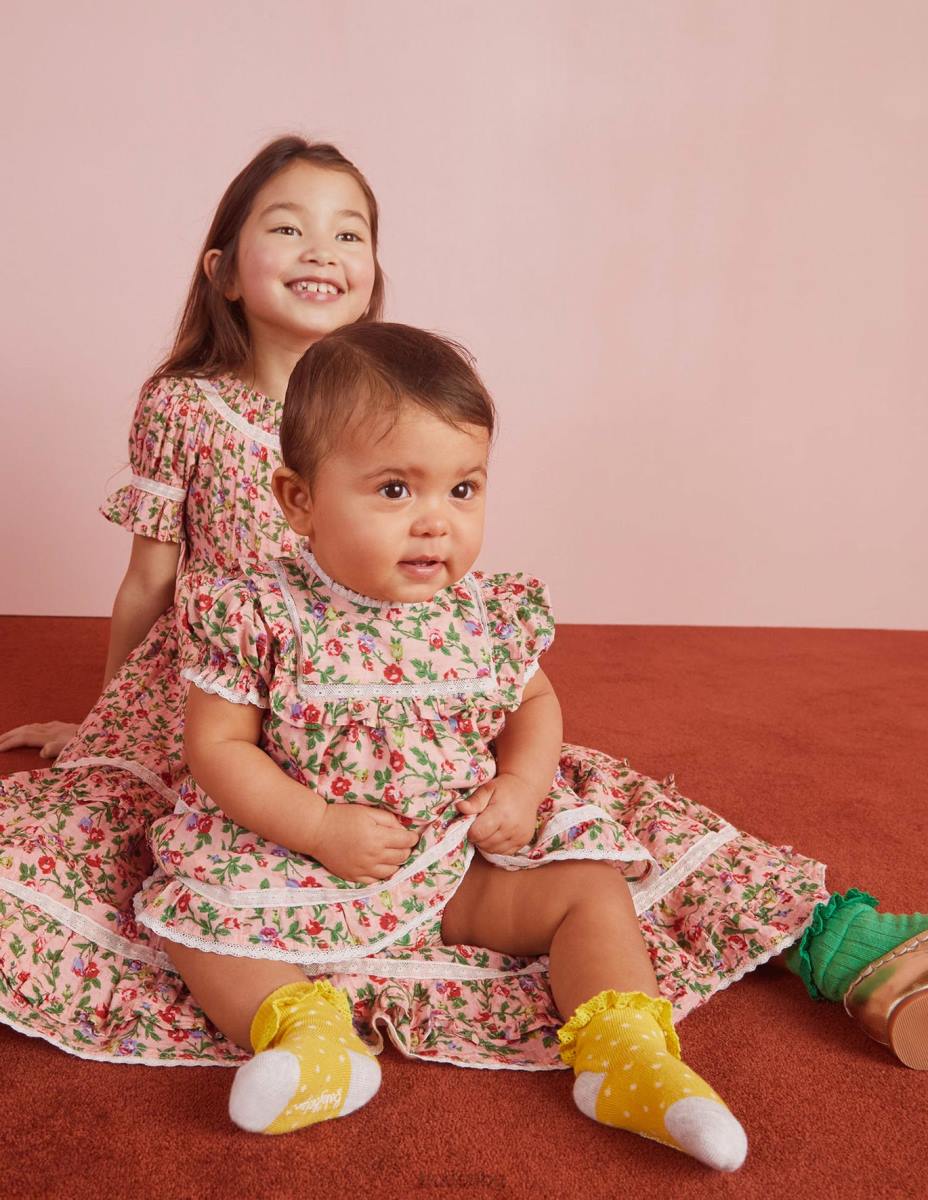 облекло Boden парти рокля с щампована дантела розово розово момичета LL682925