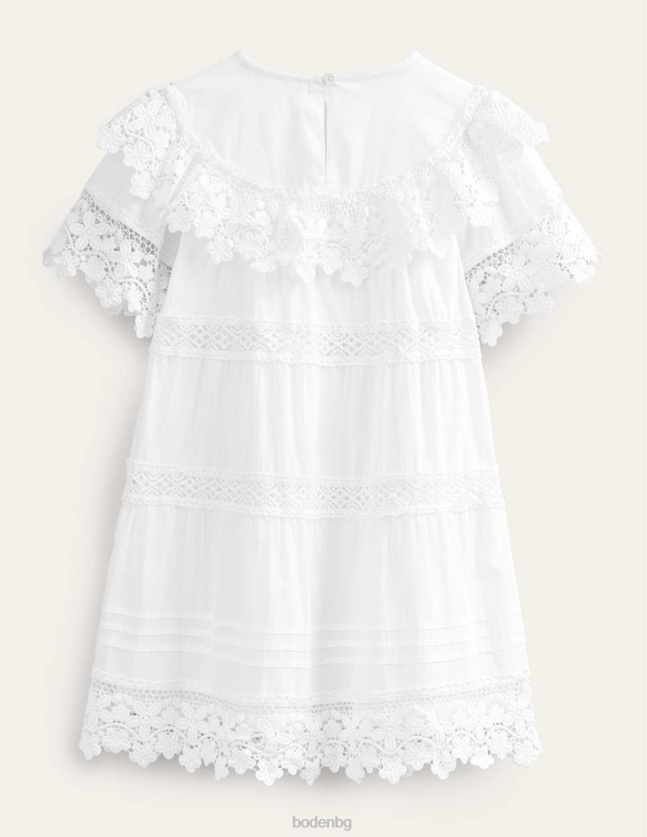 облекло Boden дантелена рокля на нива бяло момичета LL682936