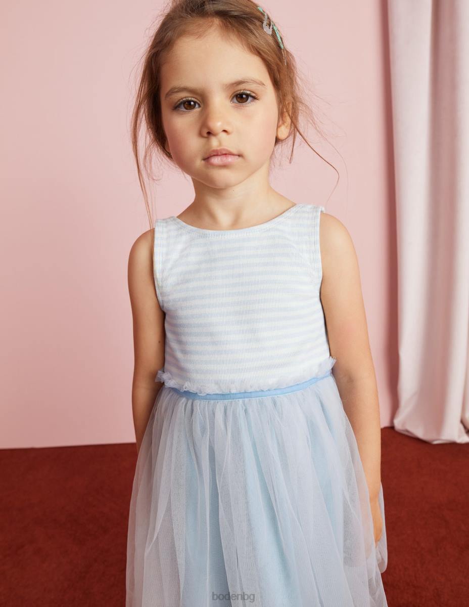 облекло Boden рокля от трико от тюл прованс синьо момичета LL682940