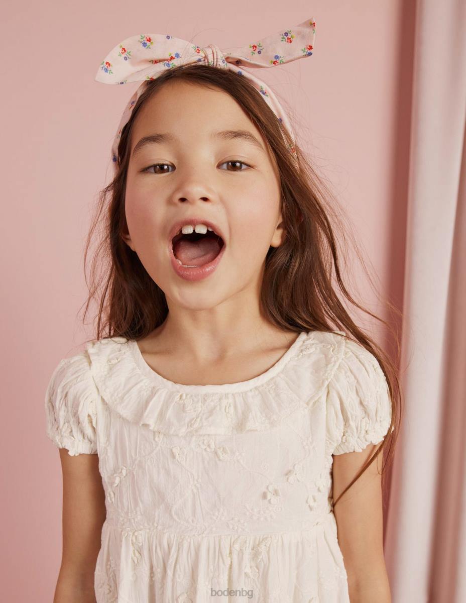 облекло Boden рокля с потопен подгъв слонова кост момичета LL682957