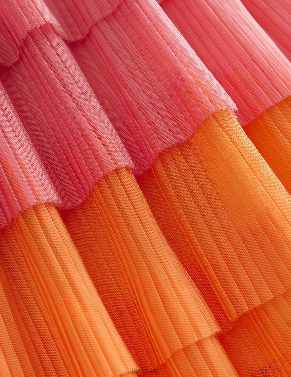 облекло Boden многоетажна рокля от омбре тюл прасковен пунш момичета LL682958