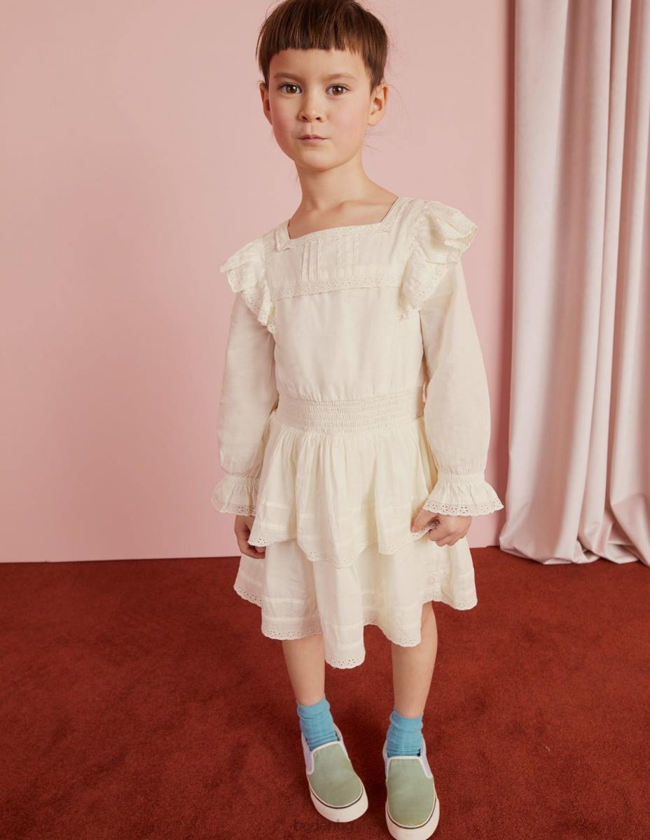 облекло Boden рокля от тъкана дантела слонова кост момичета LL682960