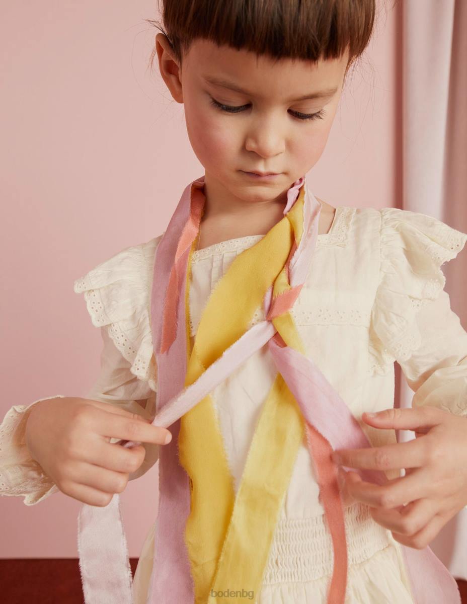 облекло Boden рокля от тъкана дантела слонова кост момичета LL682960