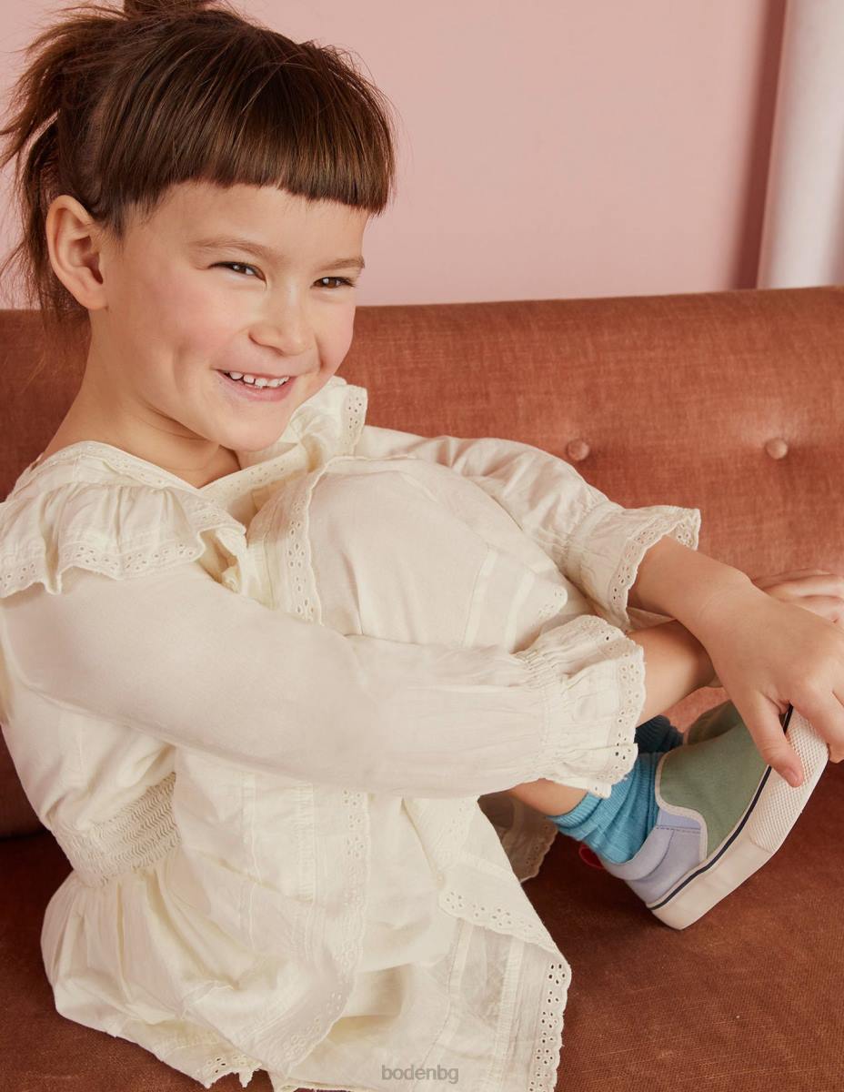 облекло Boden рокля от тъкана дантела слонова кост момичета LL682960