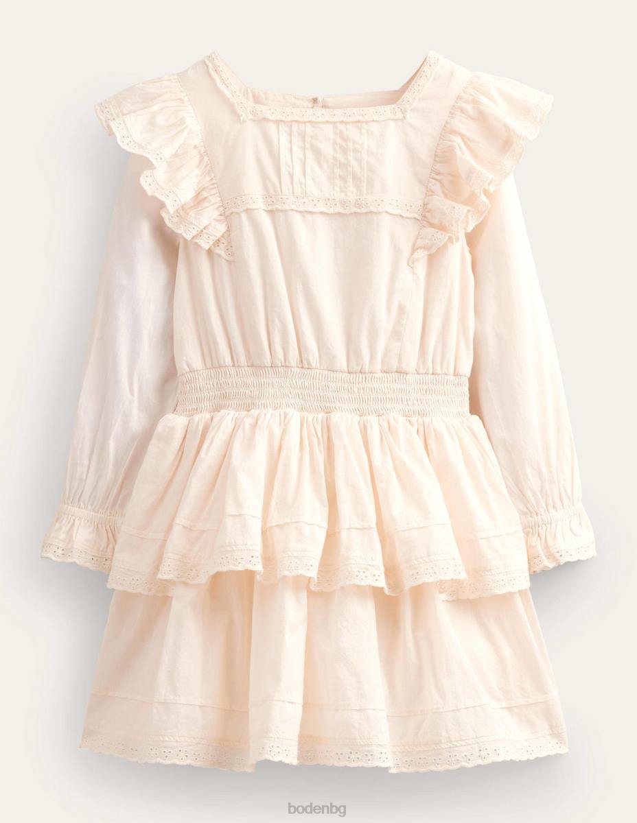 облекло Boden рокля от тъкана дантела слонова кост момичета LL682960