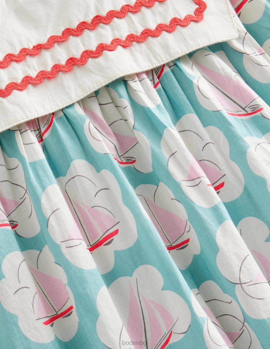 облекло Boden тъкана моряшка рокля принт на водна лодка момичета LL682966