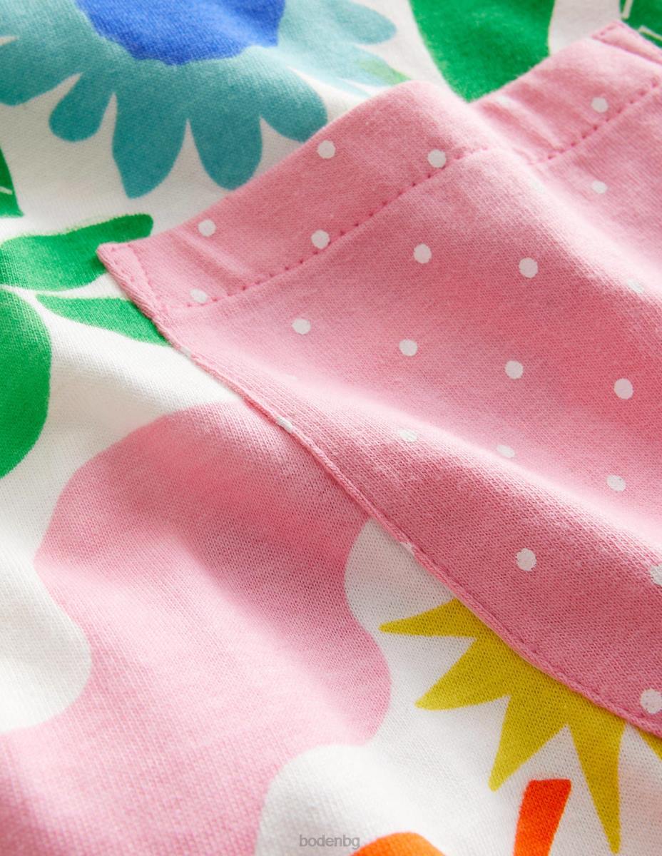 облекло Boden туника с щампа с къс ръкав много празнични цветя момичета LL682977