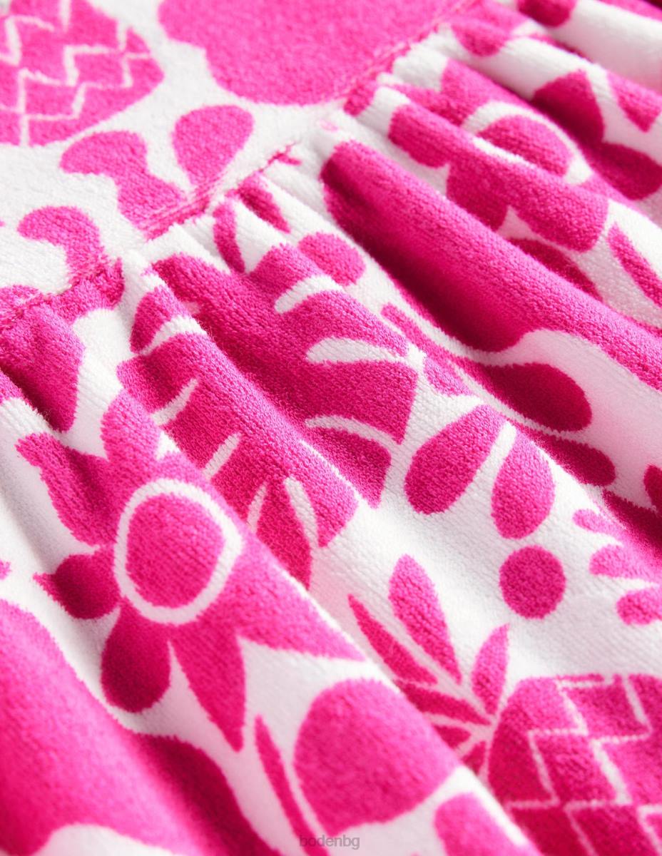 облекло Boden хавлиена рокля с щампа невероятно розово празнично цвете момичета LL683006