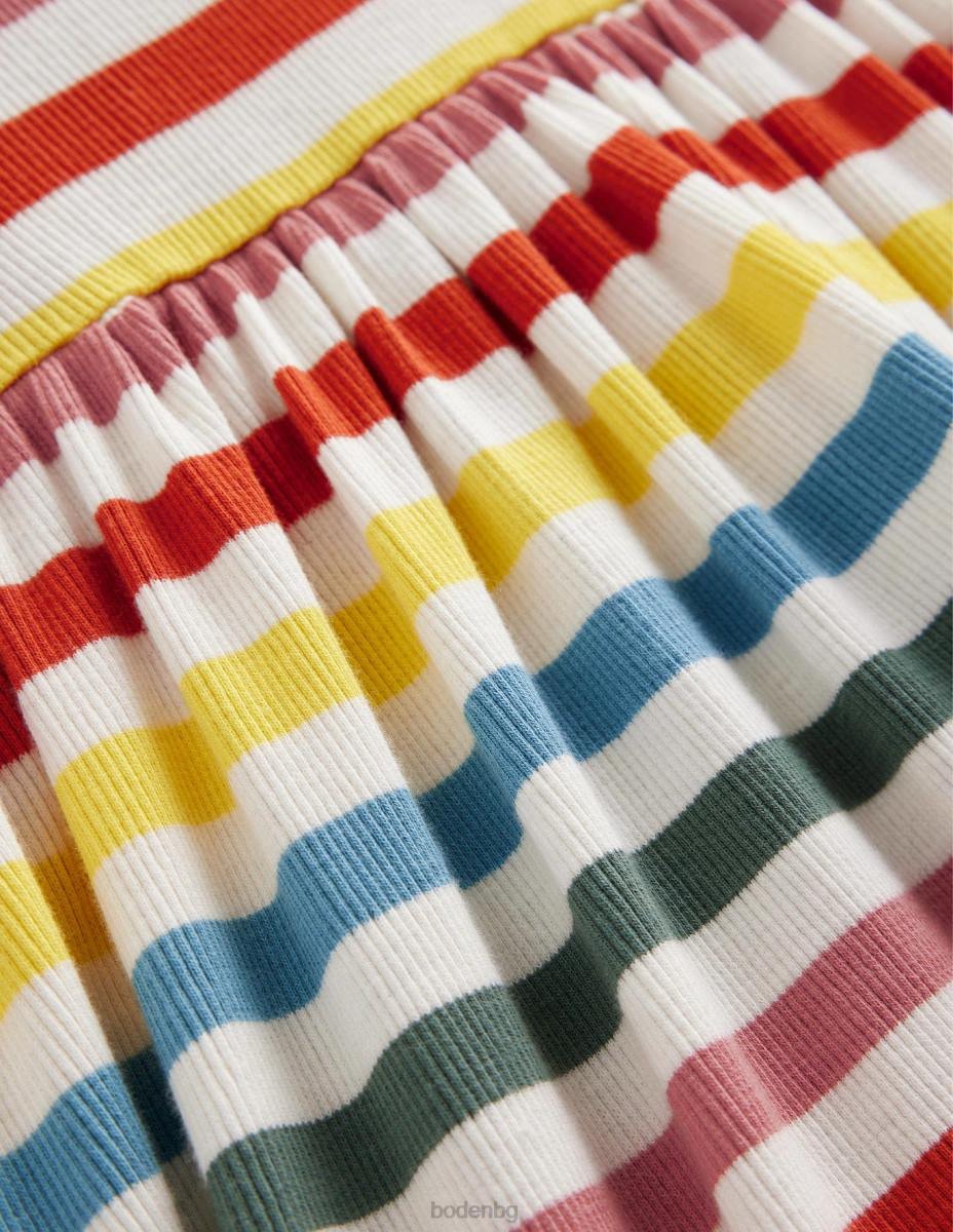 облекло Boden рокля с ребра мулти райе момичета LL683014