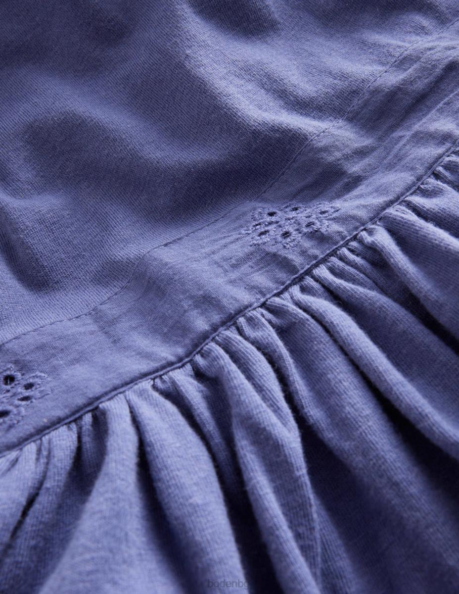 облекло Boden рокля с паднала талия меко десен борд синьо момичета LL683024