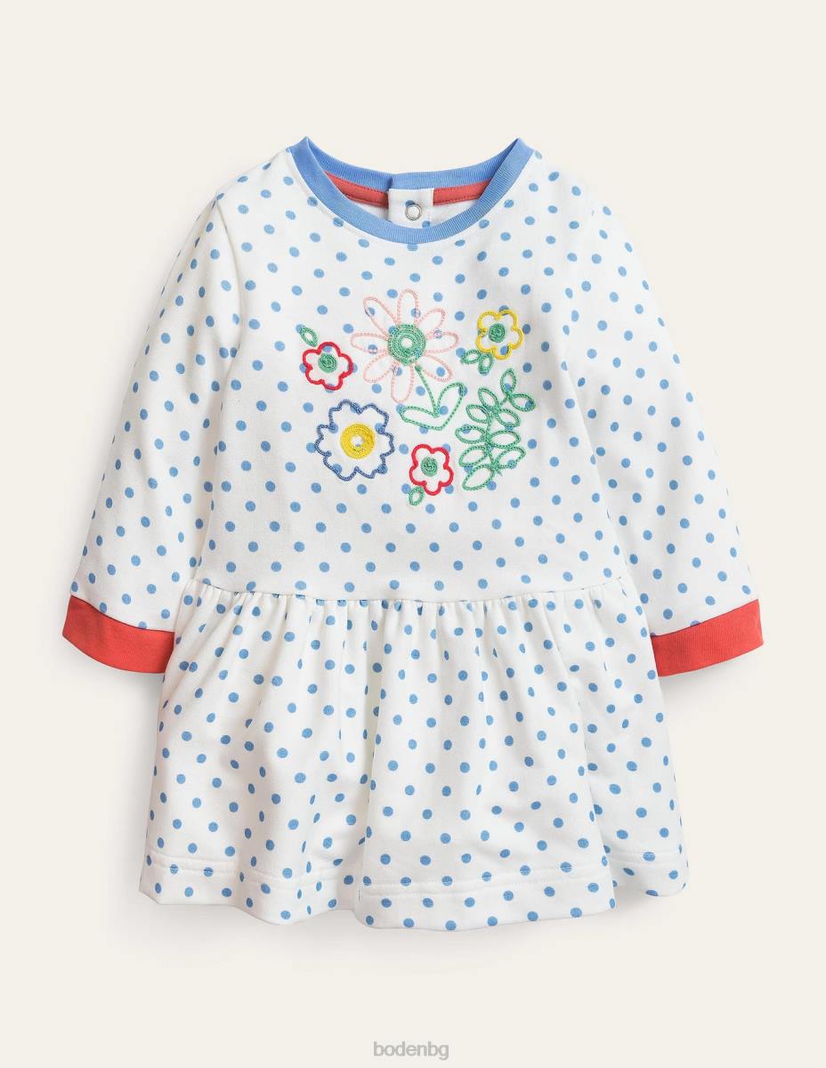 облекло Boden рокля от трико с верижен бод шушулка ванилия/цветен петно ​​от ванилия момичета LL683108