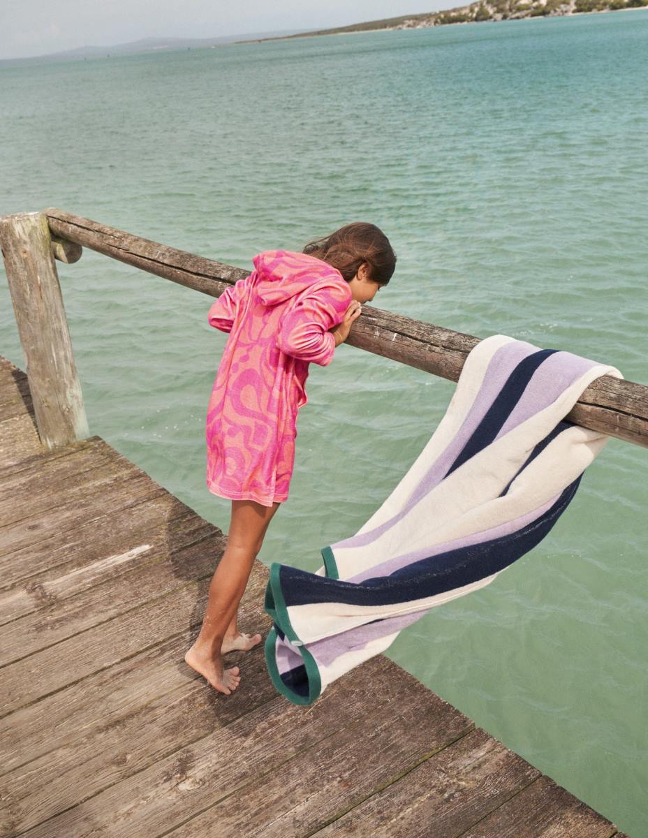 облекло Boden шарена хавлиена плажна рокля прасковен пунш розов момичета LL683178