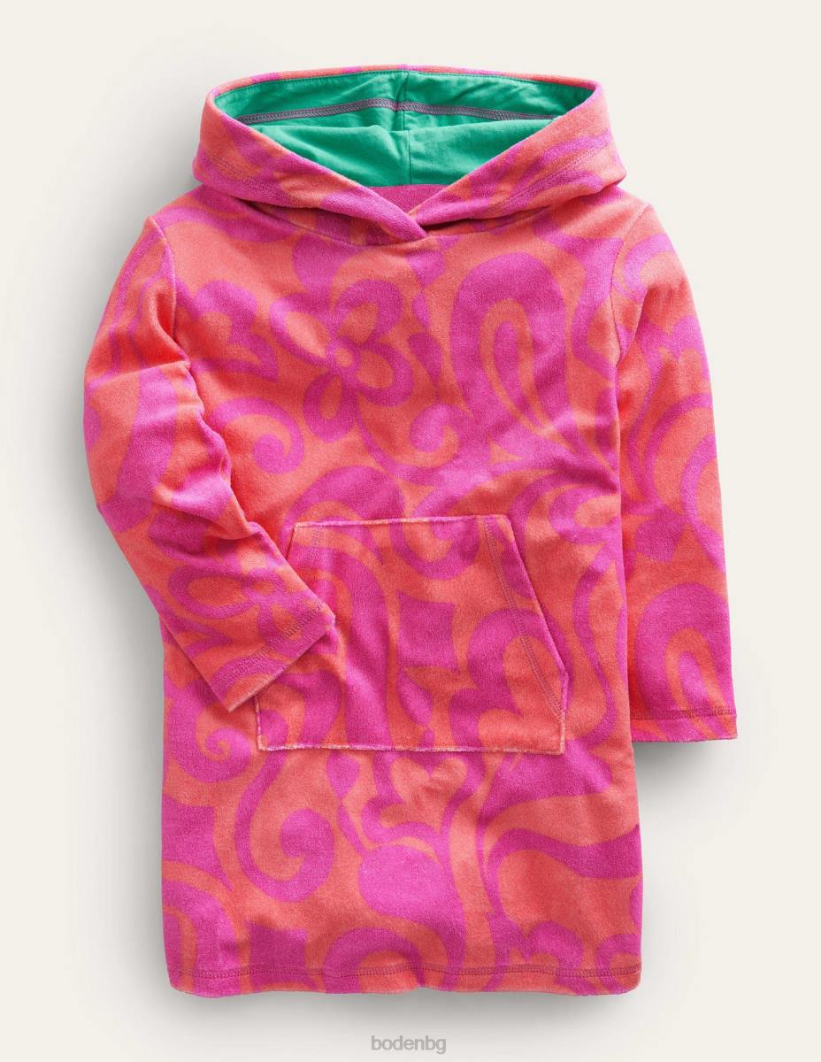 облекло Boden шарена хавлиена плажна рокля прасковен пунш розов момичета LL683178