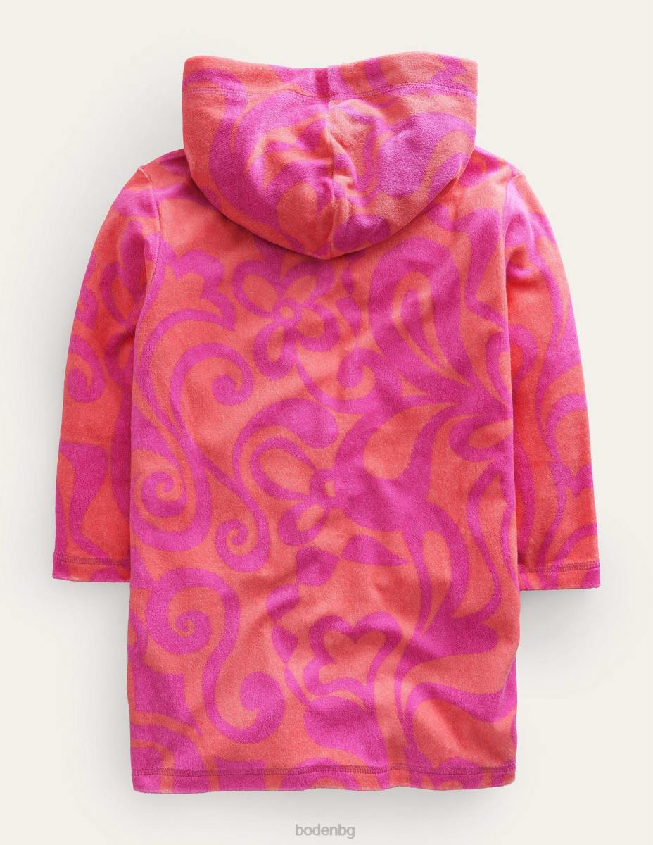 облекло Boden шарена хавлиена плажна рокля прасковен пунш розов момичета LL683178