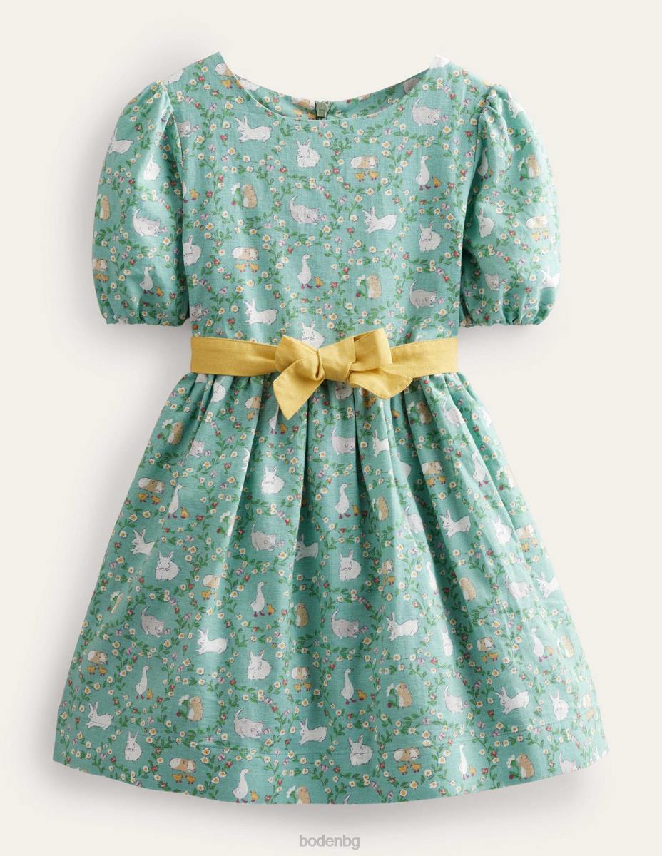 облекло Boden ретро рокля с папийонка горещи изворни зайчета момичета LL683183