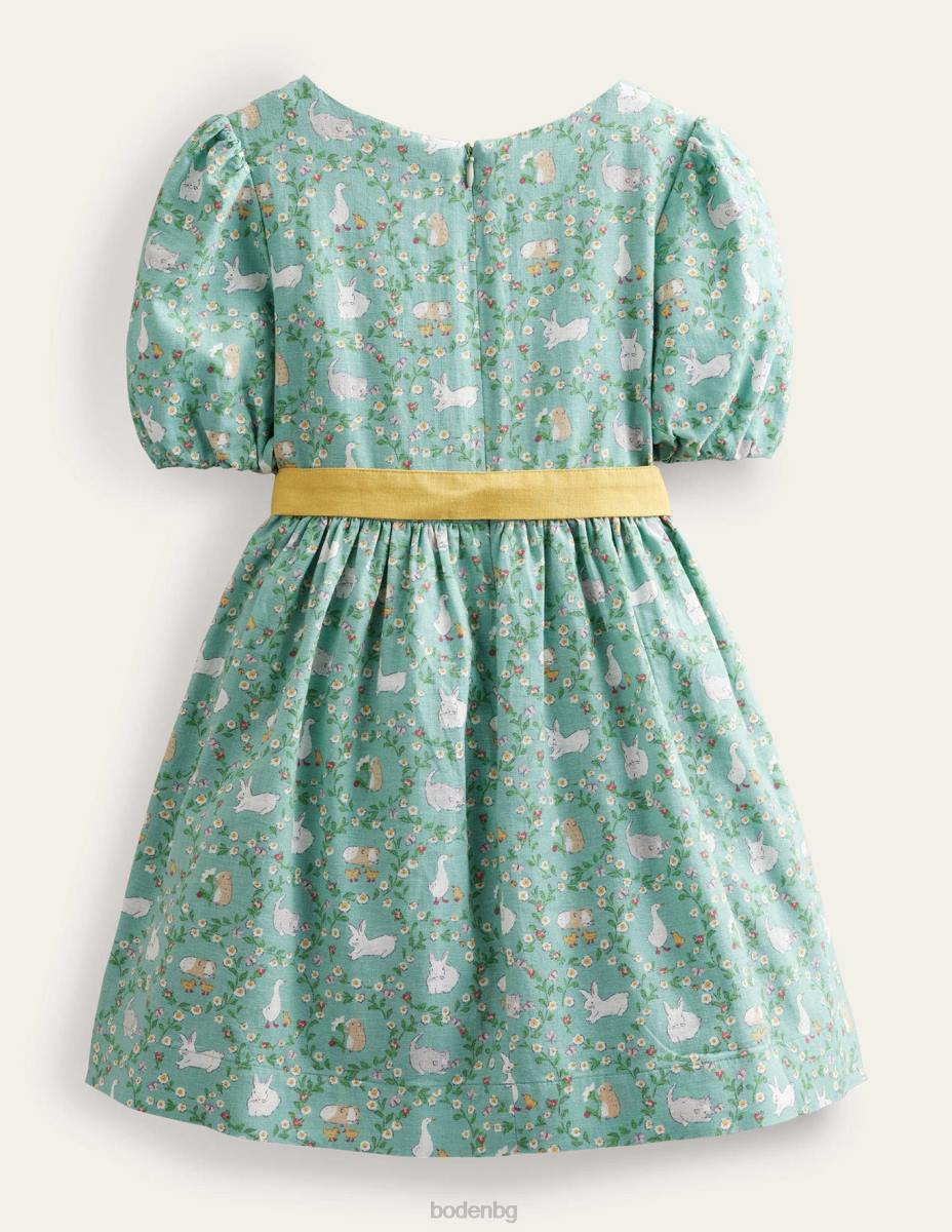 облекло Boden ретро рокля с папийонка горещи изворни зайчета момичета LL683183