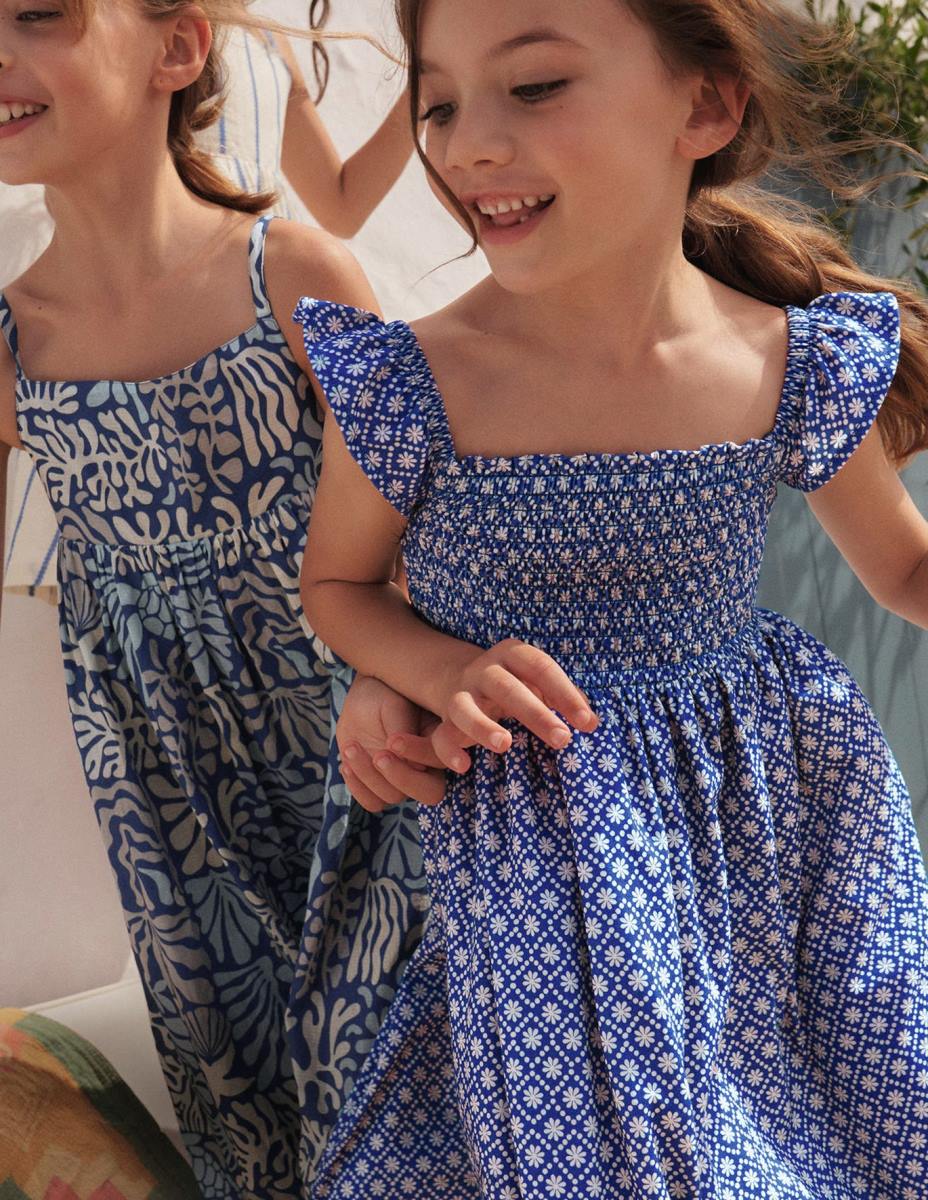 облекло Boden миди рокля от трико с ризи синя маргаритка момичета LL683208