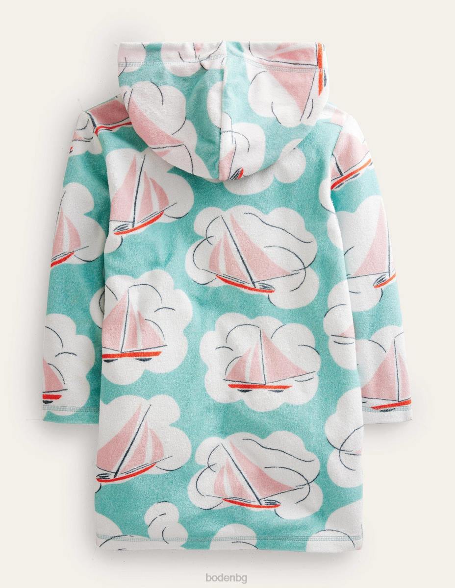 облекло Boden шарена хавлиена плажна рокля аква морски сини лодки момичета LL683275