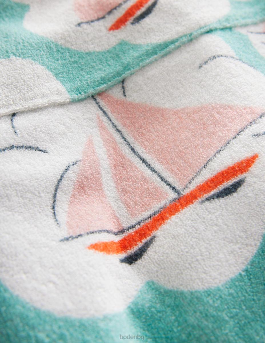 облекло Boden шарена хавлиена плажна рокля аква морски сини лодки момичета LL683275