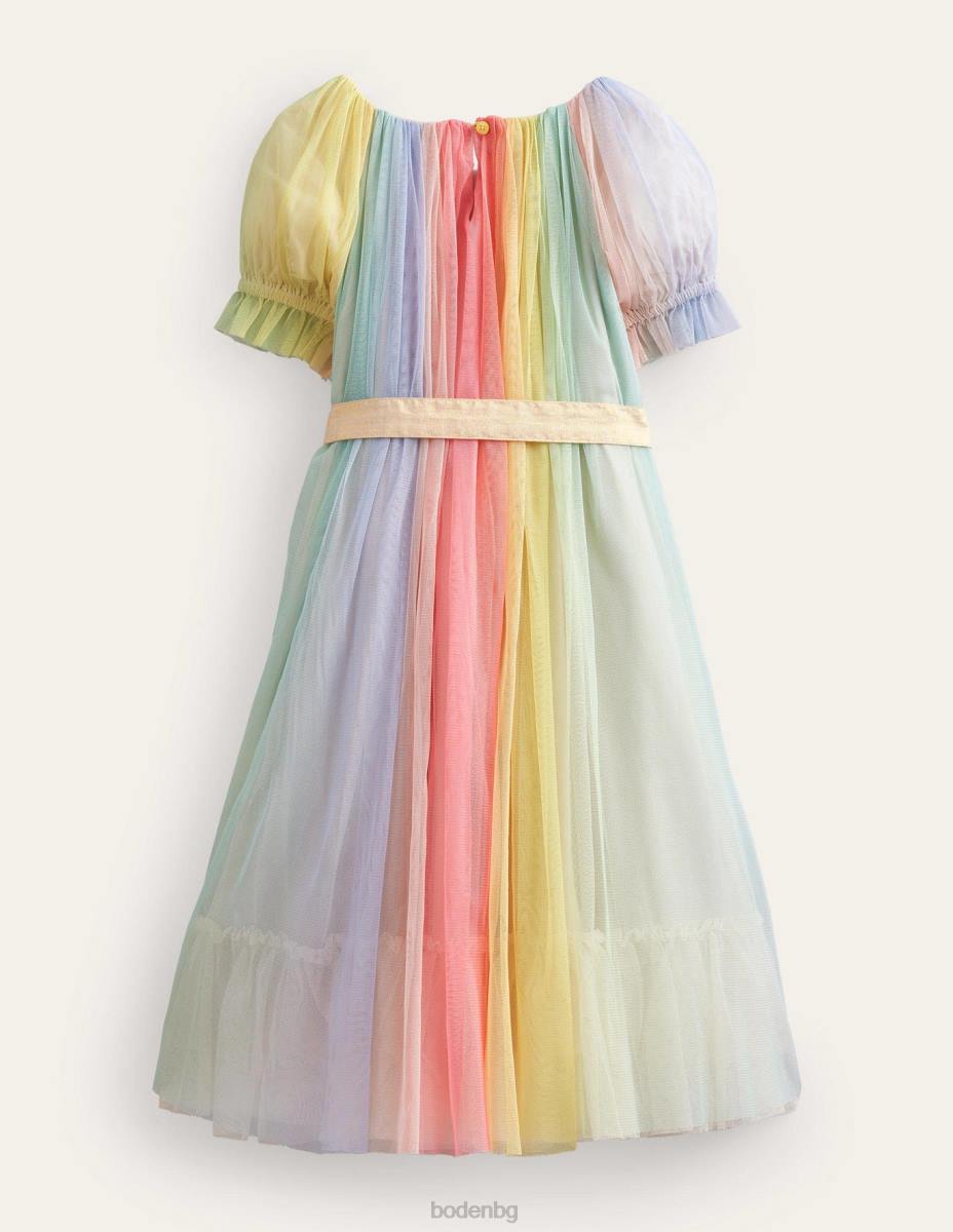 облекло Boden рокля от дъгов тюл мулти райе момичета LL683287