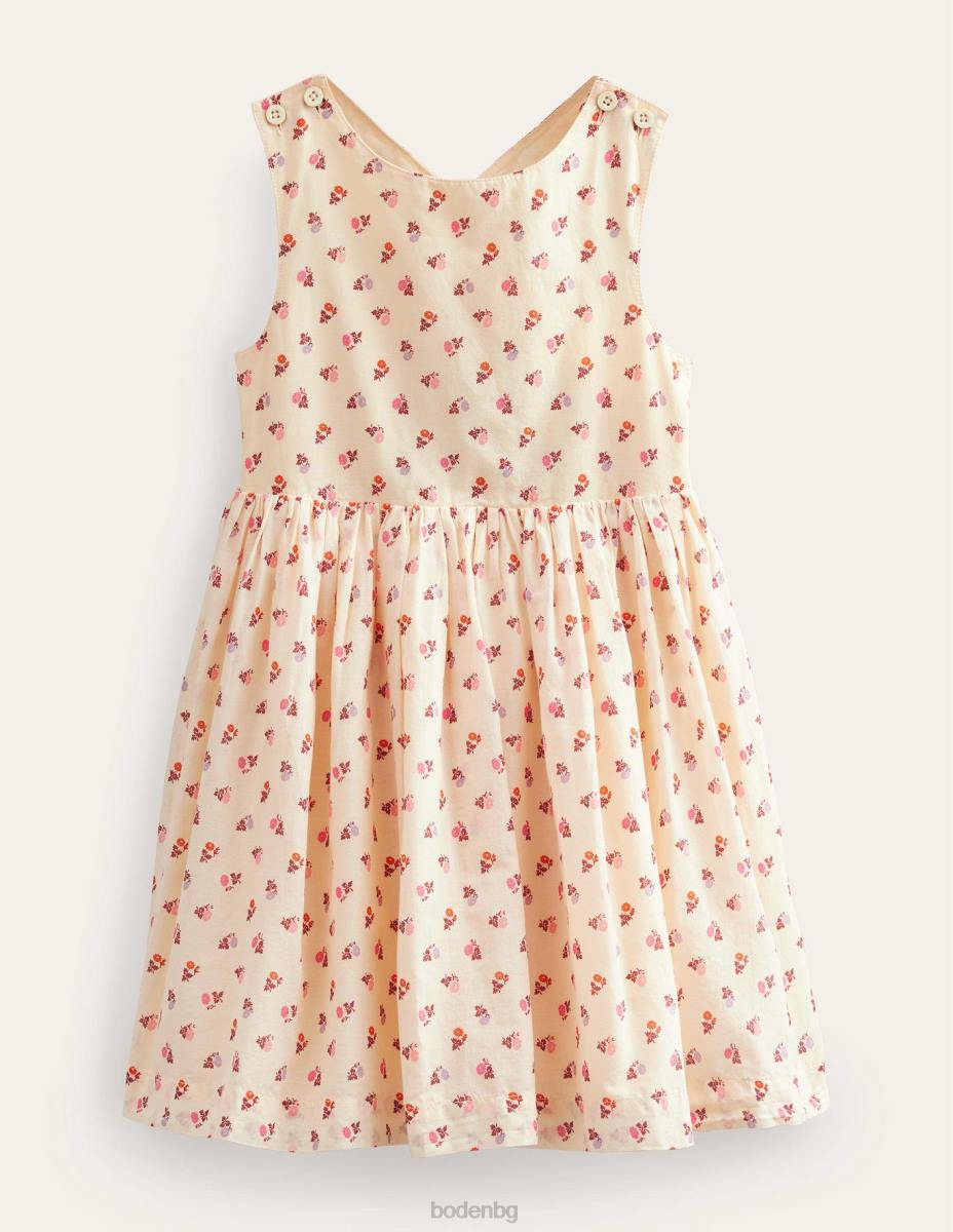 облекло Boden рокля с кръстосани гръбчета дорсет крем пъпка момичета LL683290