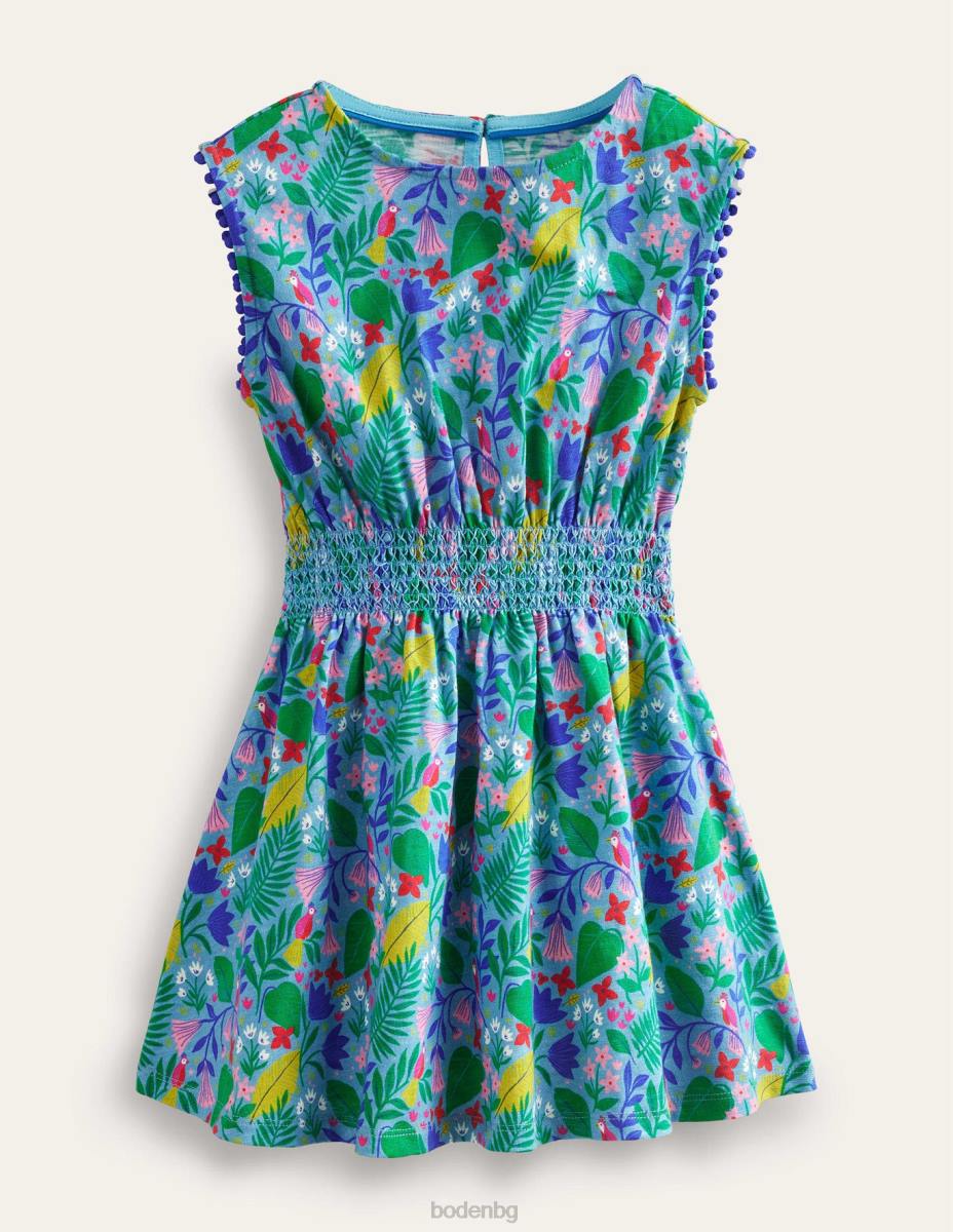 облекло Boden празнична рокля с принт мулти папагал лоза момичета LL68742