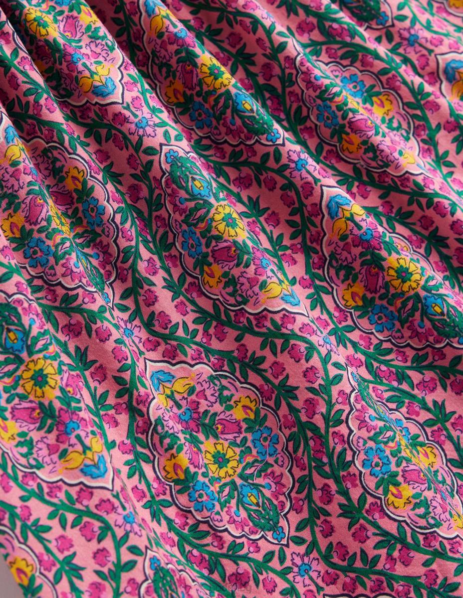 облекло Boden рокля с щампован ръкав азалия дървена лоза момичета LL68746