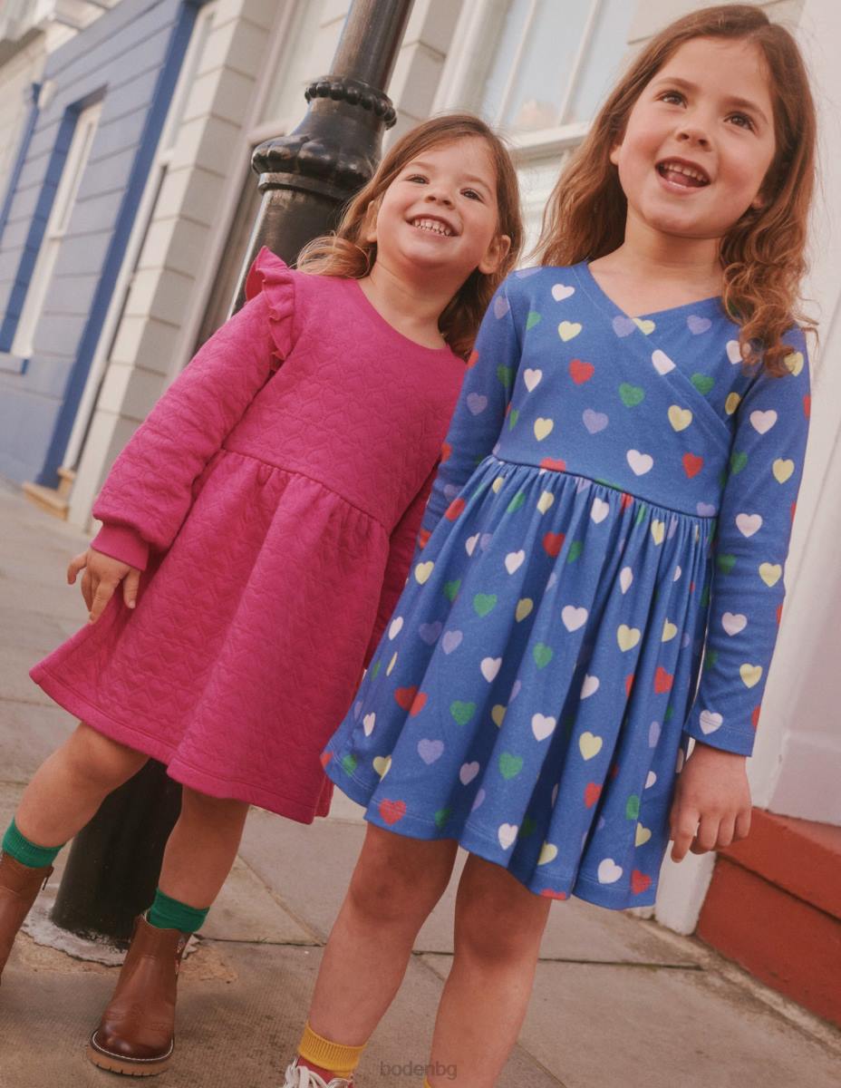 облекло Boden рокля балерина от трико колеж военноморски сърца момичета LL68750