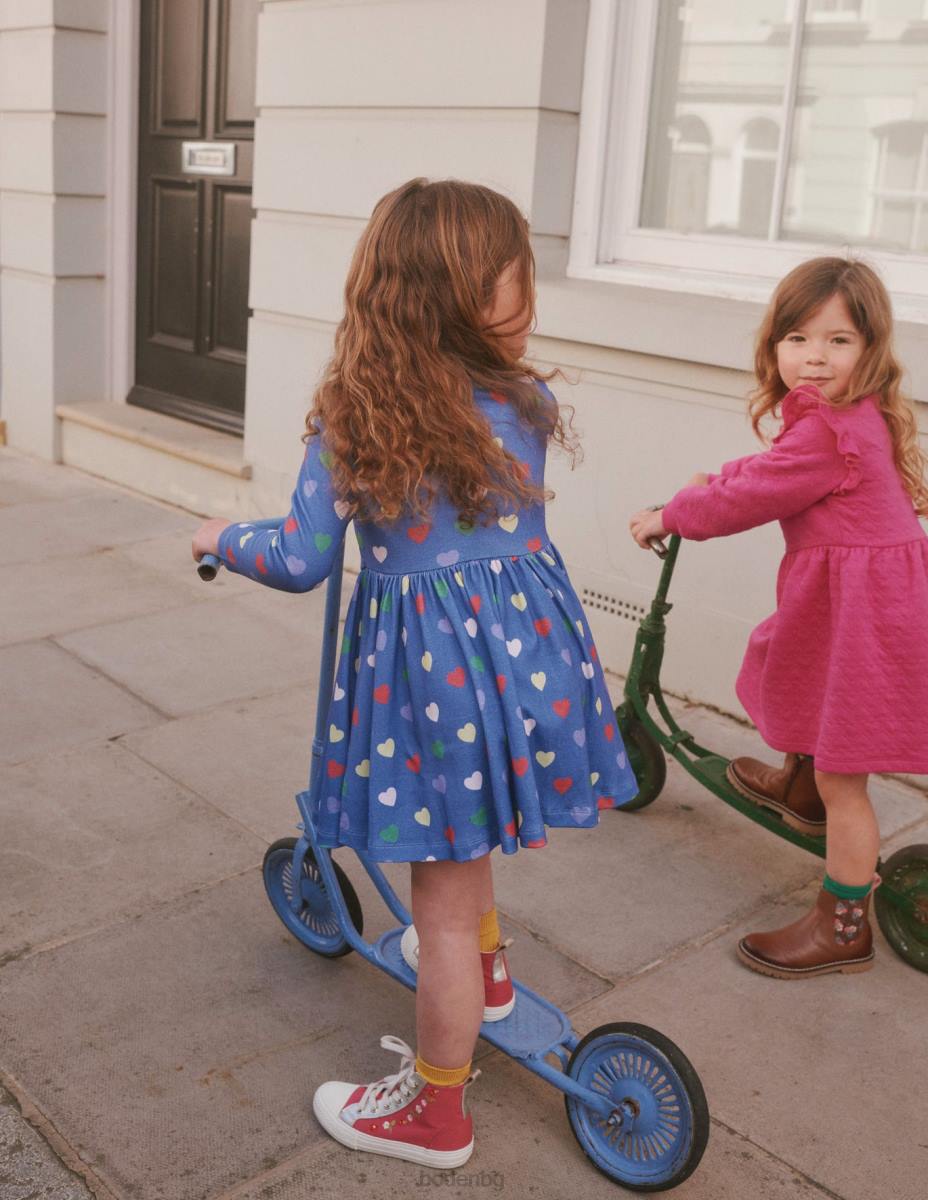 облекло Boden рокля балерина от трико колеж военноморски сърца момичета LL68750