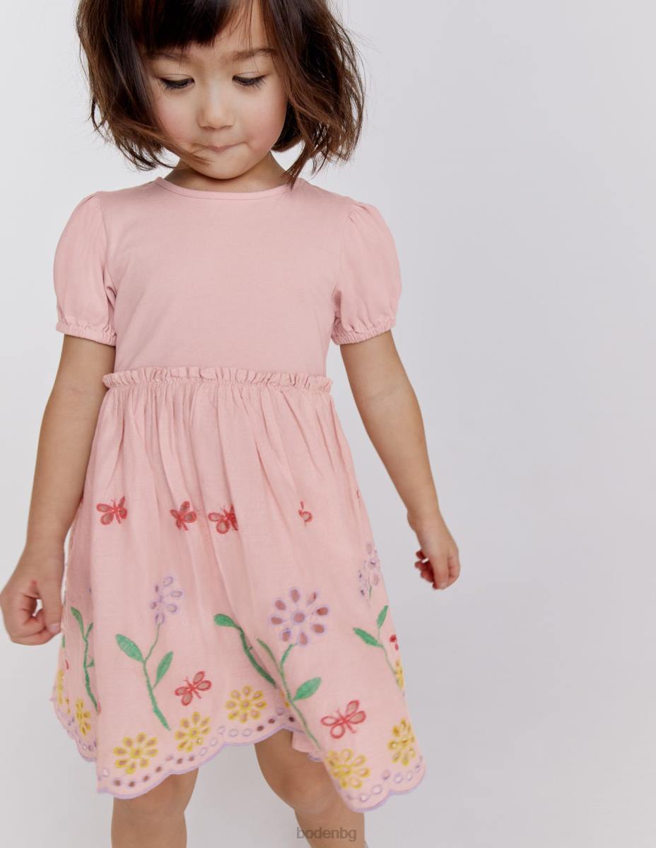 облекло Boden рокля broderie twirly бледо розово момичета LL682834