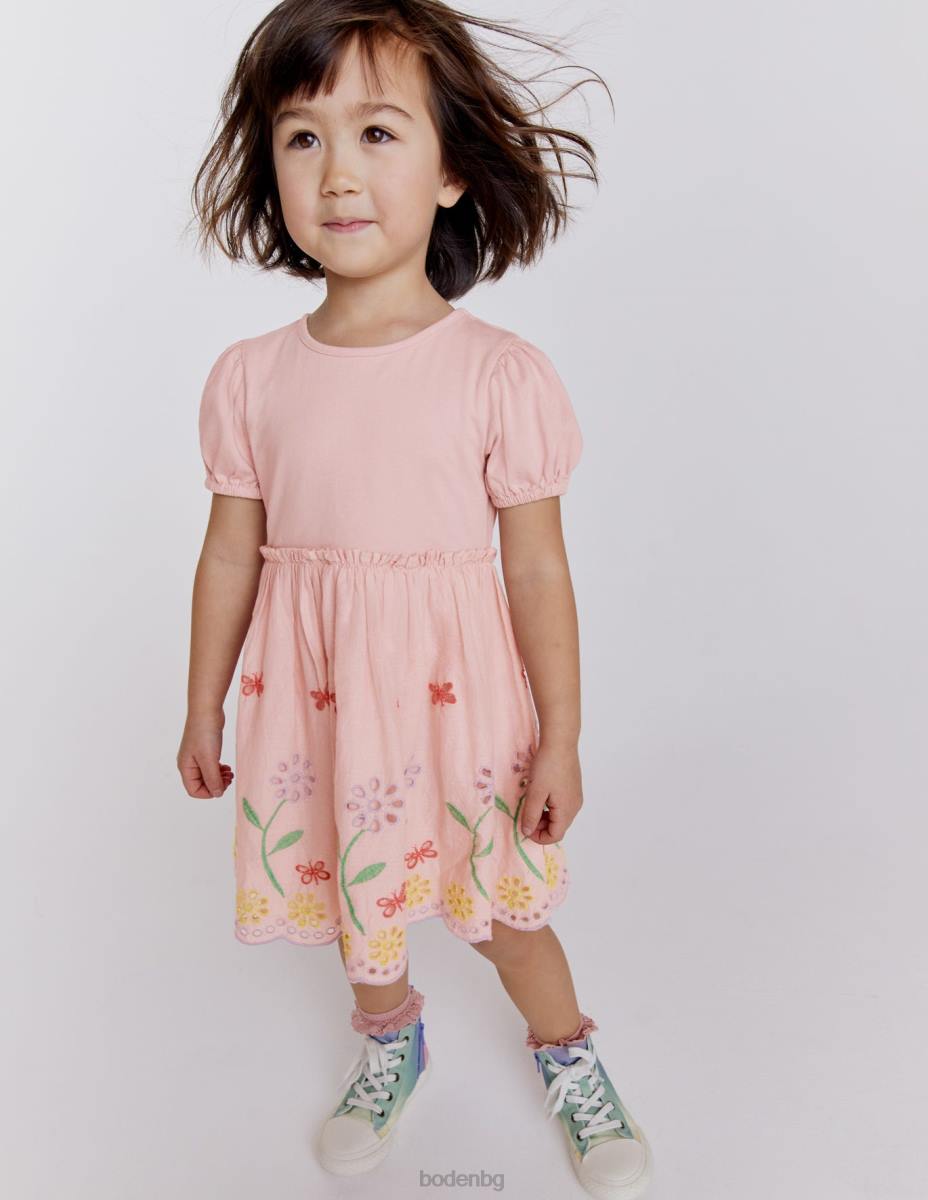 облекло Boden рокля broderie twirly бледо розово момичета LL682834