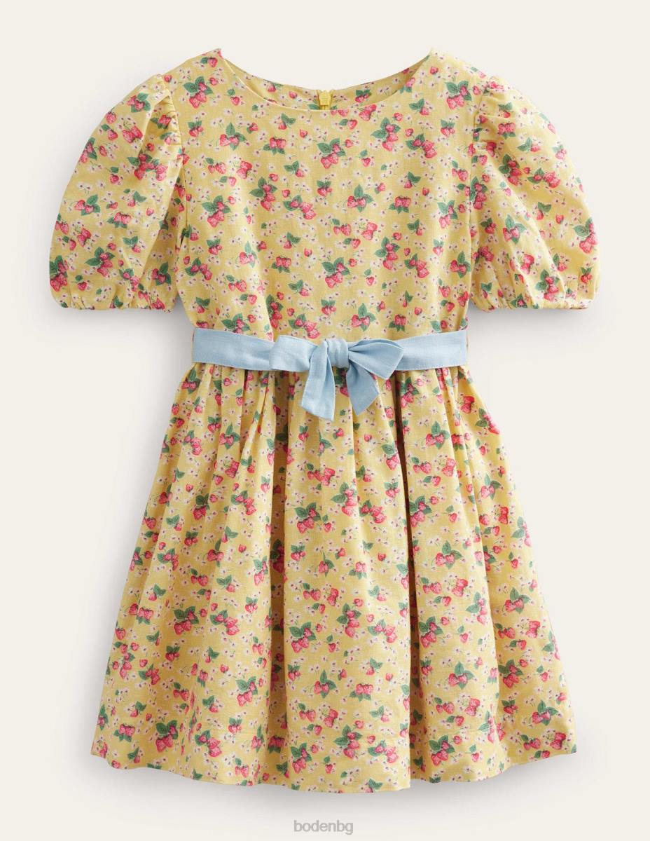 облекло Boden ретро рокля с папийонка лютиче ягоди ditsy момичета LL682841