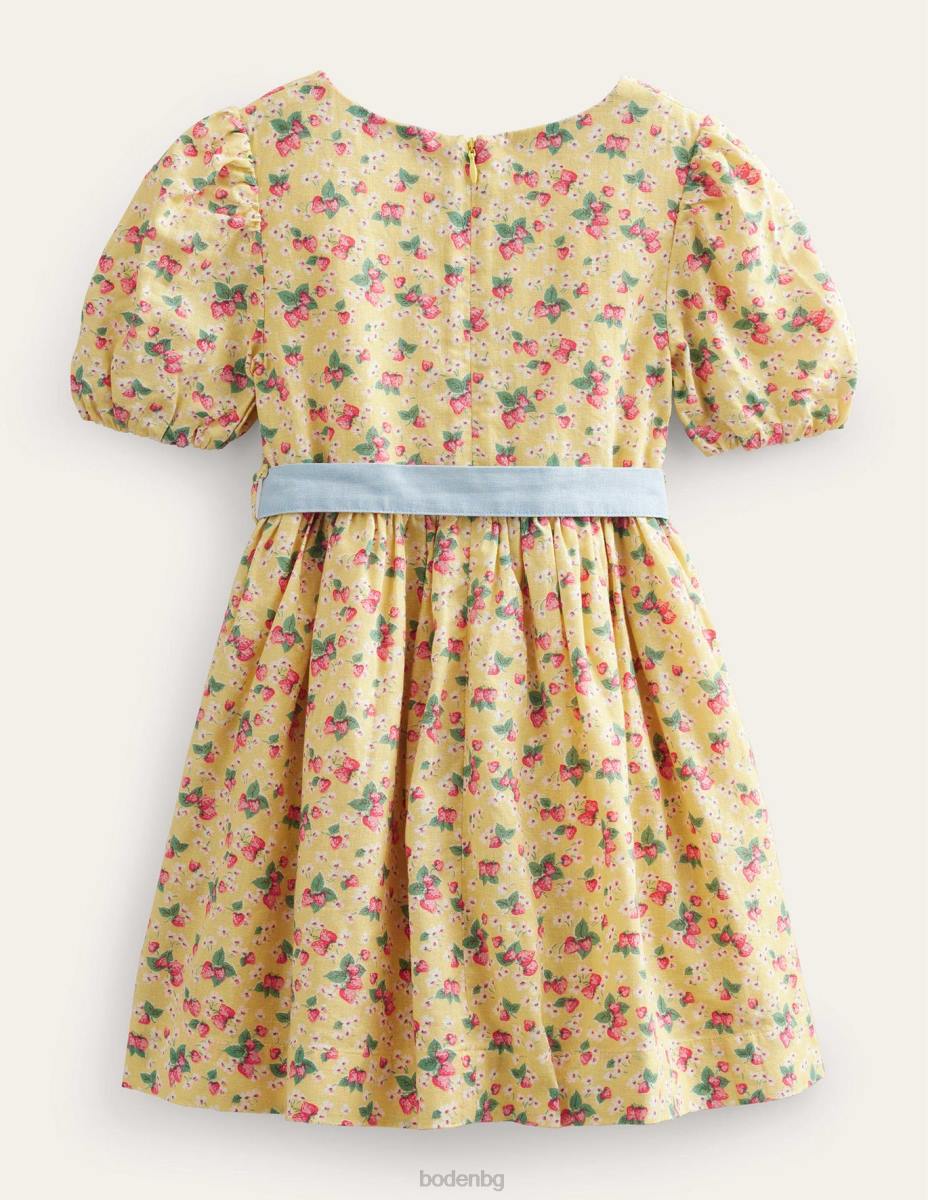 облекло Boden ретро рокля с папийонка лютиче ягоди ditsy момичета LL682841