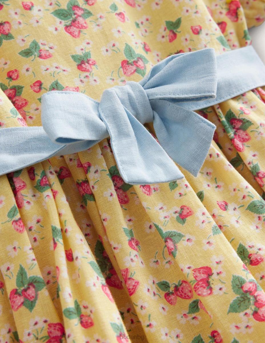 облекло Boden ретро рокля с папийонка лютиче ягоди ditsy момичета LL682841