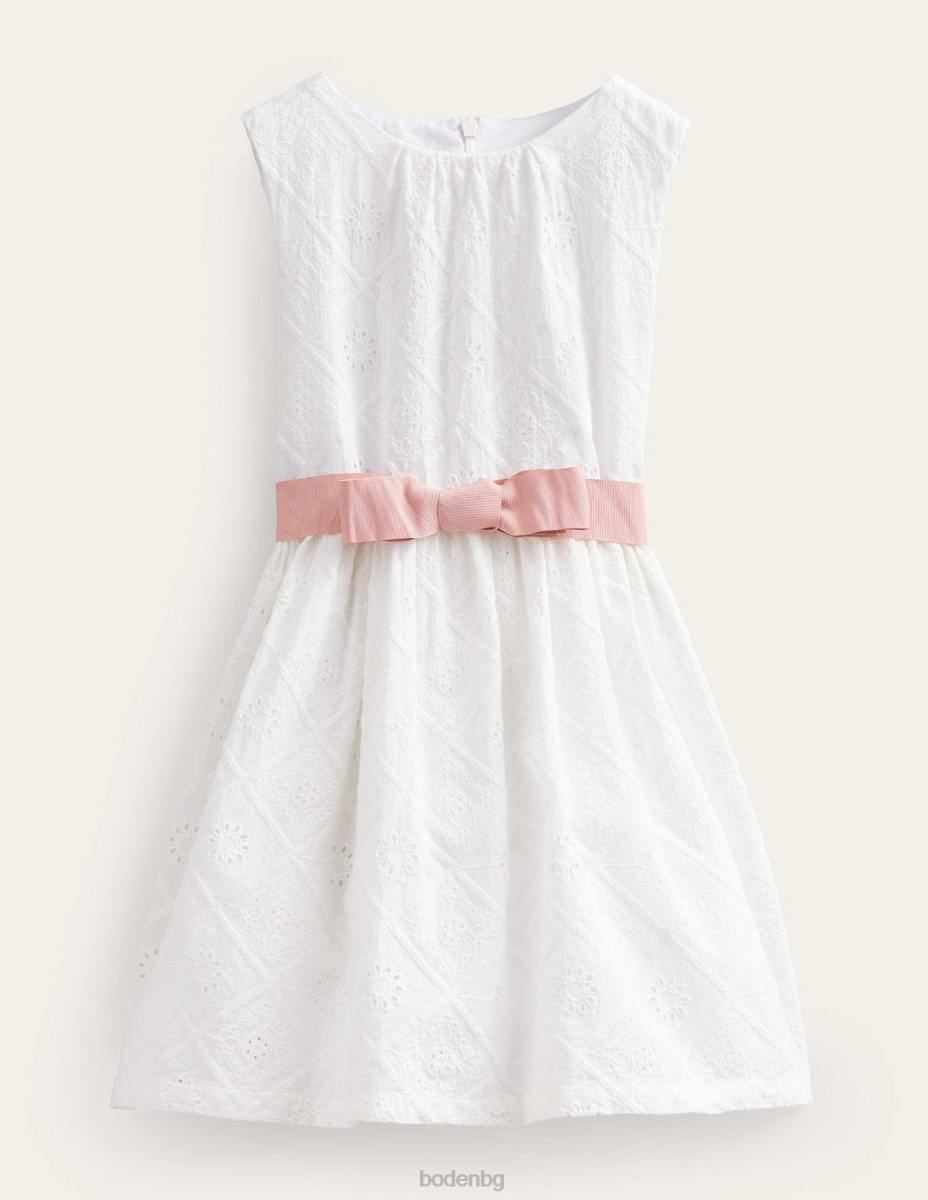 облекло Boden рокля mini me broderie слонова кост момичета LL682813