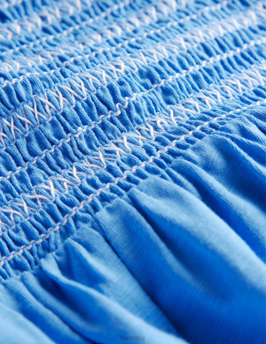 облекло Boden набраздена празнична рокля penzance blue момичета LL682882