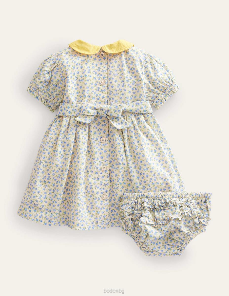 облекло Boden пушена носталгична рокля vista blue floral момичета LL683302