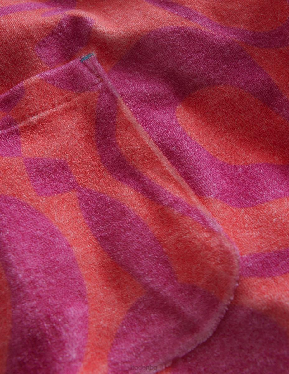 облекло Boden щампован хавлиен товар прасковен пунш розов момичета LL682662