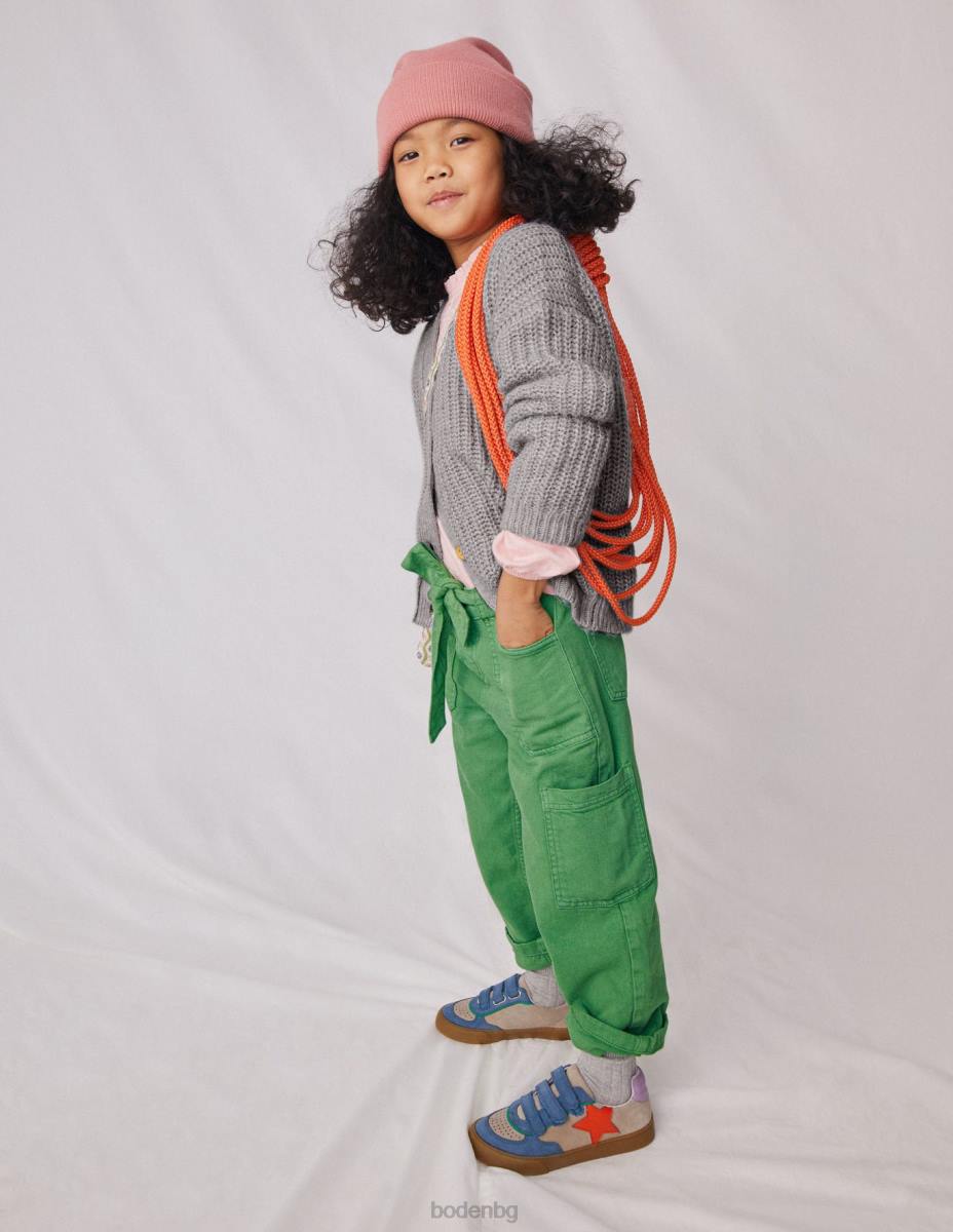 облекло Boden карго панталони със завързване на талията сафари зелено момичета LL682726