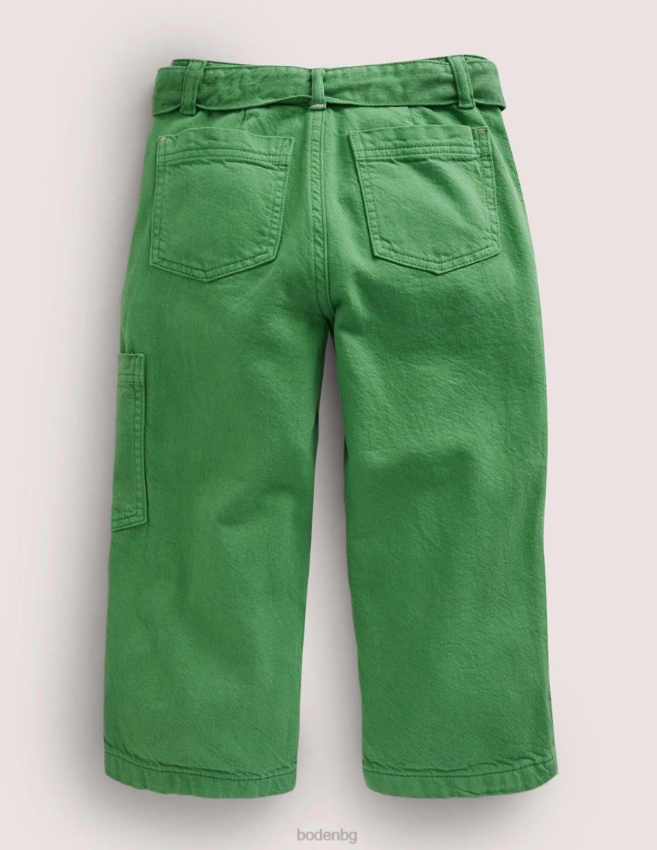 облекло Boden карго панталони със завързване на талията сафари зелено момичета LL682726