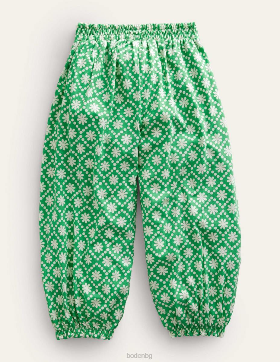 облекло Boden харем панталон от трико училищни зелени маргаритки момичета LL682771