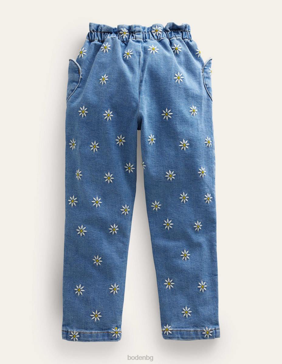 облекло Boden издърпани панталони средна реколта бродирана маргаритка момичета LL683013