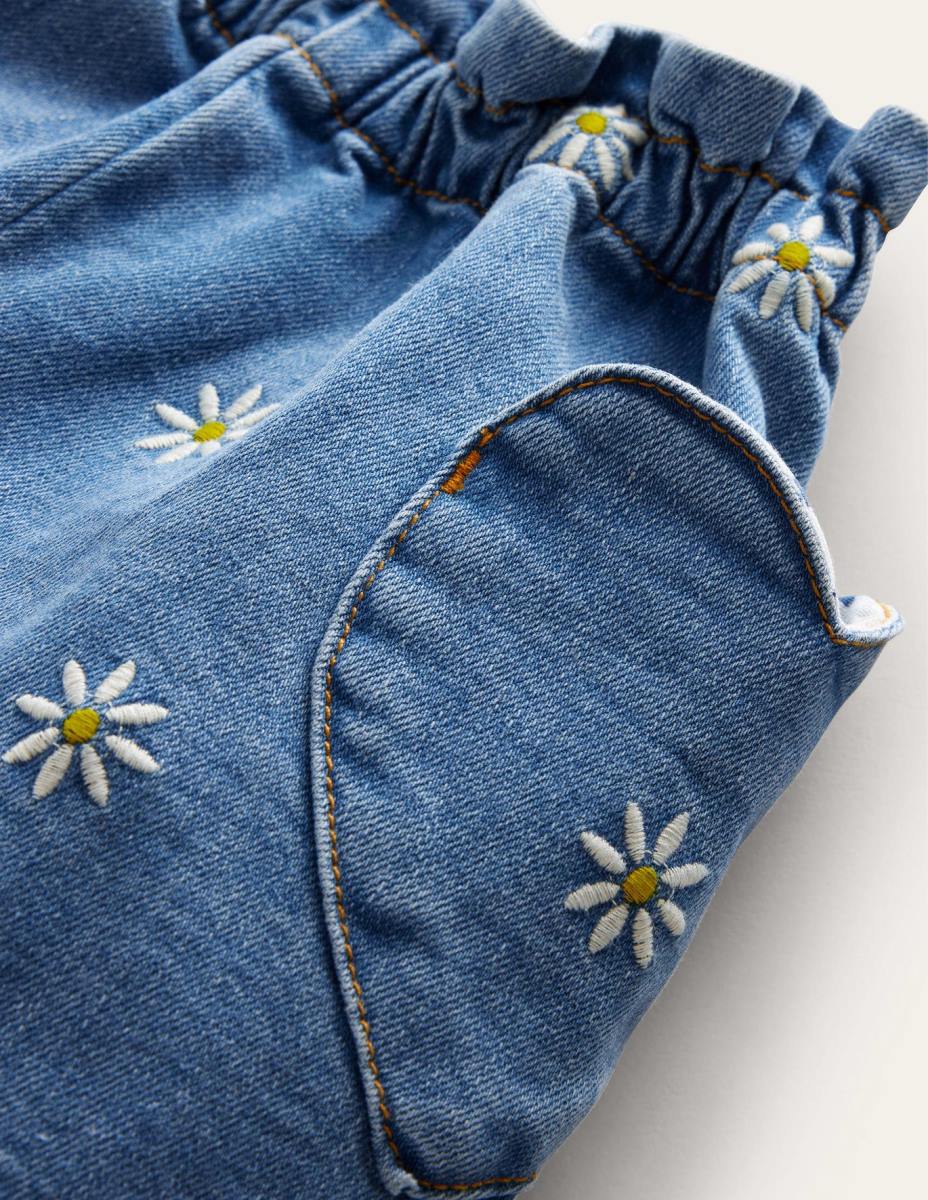 облекло Boden издърпани панталони средна реколта бродирана маргаритка момичета LL683013